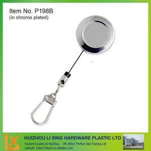 Moulinet de badge rétractable rond en métal, tambour fixe de 25 mm avec goupille de sécurité et identification, pour mousqueton de pêche - Product Image 4