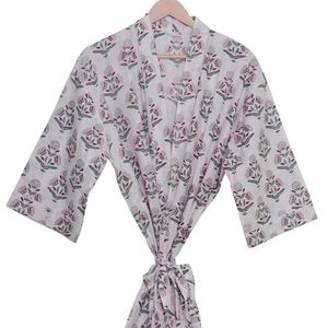 Bloemenblokprint Puur Katoenen Kimono Damesstrand En Festivalhoes Handgemaakt Gewaad Bruidsmeisje Zomerkleding Bikini Katoenen Badjas - Product Image 4
