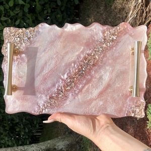 Plateau en résine époxy 100, plateau blanc en résine époxy, avec poignées/plateau en résine et 2 tailles - Product Image 2