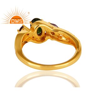 แหวนพลอยอเมทิสต์และบุษราคัม Chrome Diopside ผู้จัดจำหน่ายเครื่องประดับทองชุบ14K - Product Image 4