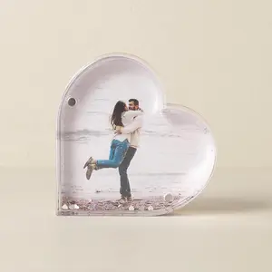 Romantico Alla Moda Variopinto Magnetico Piastra Posteriore di Plastica Cuore Scintillante Liquido Glitter Telaio