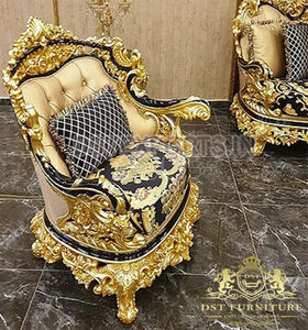 Ensemble de meubles de salon en teck sculpté or royal impérial avec design moderne, taille et couleur personnalisables - Product Image 5