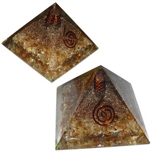 Pirámides de orgón citrino con torre de amor curativa de punto de cristal y pirámide - Product Image 1