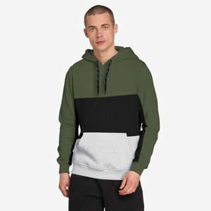 Sudadera con capucha de algodón para hombre, prenda deportiva masculina de gran tamaño con diseño de bloque de Color, Jersey personalizado de otoño e invierno, venta al por mayor - Product Image 1