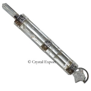 Varitas curativas de cuarzo con cristal Merkaba, cristal curativo de cuarzo con cristal Merkaba - Product Image 1