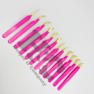 แหนบขนตาสแตนเลสเคลือบสีแหนบตัดเพชรผลิตภัณฑ์ที่กำหนดเองแหนบโลโก้นำเสนอขนมิงค์ - Product Image 1