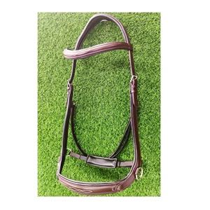 Fajas de caballo de cuero genuino, con diseño cosido y acolchado, banda para la frente y parte de la nariz, fabricante - Product Image 1