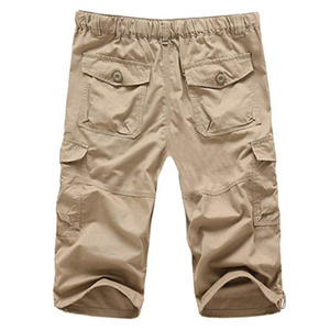 Pantalones Cortos Cargo para Hombre, Color Verde Oliva Sólido, Lona de Algodón, Cintura Media, Cierre de Botones, Estilo Bermuda, Diseño Casual con Múltiples Bolsillos - Product Image 6