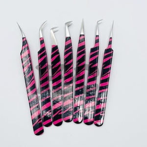 Nouveau design imprimé pince à épiler personnalisée poignée simple pince à épiler en acier inoxydable logo de vison pince à épiler extension de cils logo d'emballage - Product Image 4