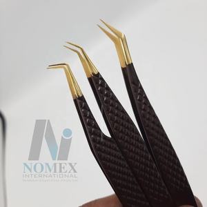 แหนบถอนขนตาเพิ่มวอลลุ่ม90องศาทำจากสเตนเลสสตีลเคลือบผงช็อกโกแลตโลโก้แบบกำหนดเอง - Product Image 1