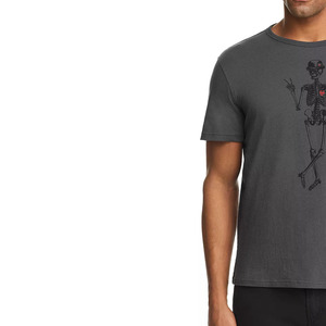 T-shirts gris pour hommes, design squelette imprimé graphique personnalisé, collection été, pur coton bio. - Product Image 4
