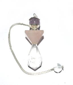 Cristal de cuarzo con Péndulo de pirámides rosa, piedra preciosa de ágata tallada, Feng Shui y estilo amor, decoración del hogar grabada con cadena - Product Image 1