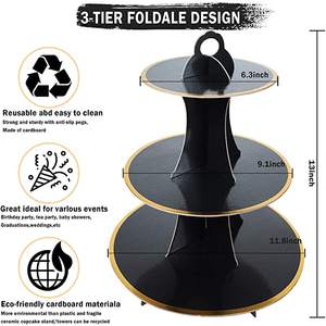 <b>Set</b> of 2 Black Galvanized Cake Stands Modern Design Perfect for Stylish Home and <b>Kitchen</b> Display Elegant Serving Pieces - Product Image 2