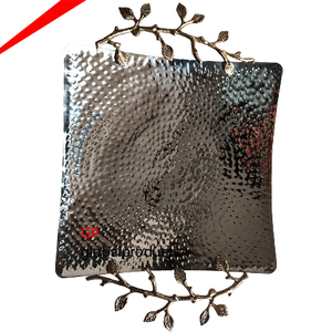 Unique Design Handmade Metal <b>Serving</b> <b>Tray</b> with <b>Gold</b> Metal Handles <b>Serving</b> <b>Tray</b> for Decor Dinnerware <b>Serving</b> <b>Tray</b> - Product Image 6