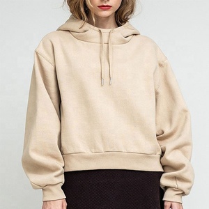 Sudadera con capucha recortada con cordón para mujer con logotipo personalizado Jersey deportivo de gran tamaño ajustado de talla grande para mujer - Product Image 6