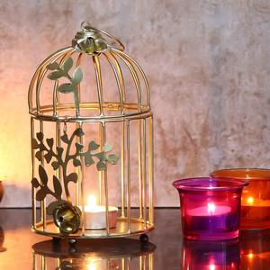 Jaula de pájaros de hierro de Metal dorado nuevo hecha a mano soporte de luz de té de buena calidad con vid de flores para decoraciones navideñas - Product Image 6