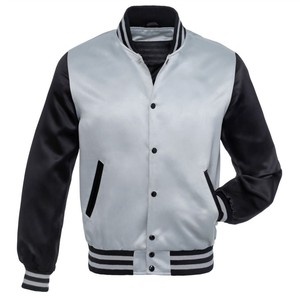 Chaqueta Bomber Letterman personalizada con mangas de satén de seda con mezcla de forro de tela súper suave, chaqueta acolchada cálida para hombre - Product Image 4