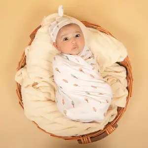 Хлопковые детские шапочки с принтом на возраст 0-6 месяцев