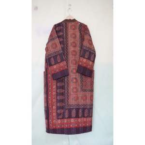 Indian Handmade Kantha <b>Coat</b> Winter Jacket Pocket Hand Stitched Floral Pattern Robe Multi-Colored Cotton Kimono for Beach Wear - Product Image 3