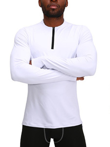 1/4 Zip Style Compression Shirts with Thumb Holes <b>Base</b> <b>Layer</b> Long Sleeves Athletic Tee Activeear t Shirts for Gym Workout Tee - Product Image 2