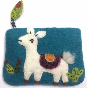 Monedero pequeño con cremallera al por mayor, monedero de lana de llama para niñas con patrón de animales, elegante monedero multiusos - Product Image 1