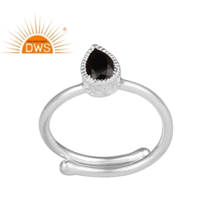 Bague de pierre précieuse pour filles, bijou noir, anneau de styliste, argent fin, fabrication de bijoux - Product Image 1