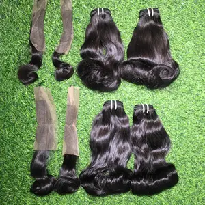 Meilleure vente Mèches de cheveux ondulés avec fermeture Cheveux vierges bruts 100% cheveux vietnamiens non traités Meilleure qualité cuticule alignée