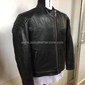 Blouson d'hiver en cuir homme, pour moto, à la mode - Product Image 1