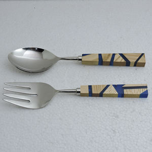 Juego de servidores de ensaladas de resina, madera y acero inoxidable, precio barato para tienda y mercado internacional, venta al por mayor - Product Image 3