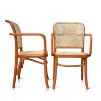 Fauteuil moderne Thonet Hoffman en bois massif avec siège en rotin, couleur naturelle - pour salle à manger ou mobilier d'intérieur