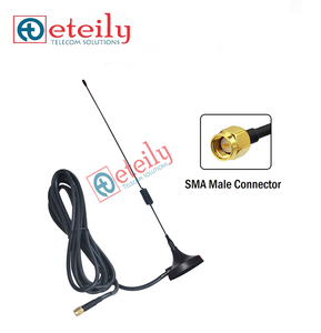 Antena magnética de resorte GSM 7dBi de fácil montaje, con Cable RG58 + conector macho recto SMA, hecha en la India, baja pérdida - Product Image 1