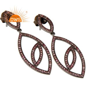 Atractivos Pendientes de Turmalina Rosa, Plata 925, Diseño de Ojos, Chapados en Rodio, Tipo Colgante - Product Image 2