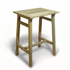 Mesa de Bar Cuadrada de Madera de Teca Reciclada, Sólida, Ecológica, Duradera, con Acabado Rústico - Product Image 1