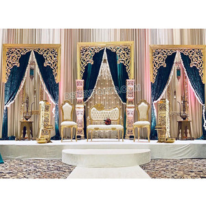 Décoration de scène de mariage musulmane Walima Mehraab, réception de mariage arabe, scène de nuit, décoration de scène de mariage asiatique glamour, Australie, États-Unis - Product Image 1