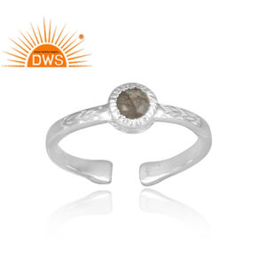 Anillo de plata de ley hecho a mano con gema labradorita, joyería fina ajustable - Product Image 2