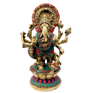 Nirmala Handicrafts - Estatua de Ganesha de Latón, Figura de Ganpati de Piedra, Hecha a Mano, Dios Indio del Dinero, para Decoración del Hogar - Product Image 1