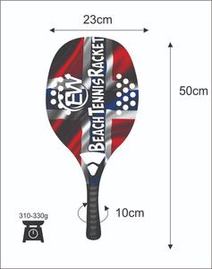 Raquettes de beach tennis avec face de 20 mm, poids de 310-330 g, longueur de 50 cm, poignée en fibre de carbone et filet en fibre de verre carbone - Product Image 3
