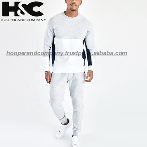Vêtements de sport personnalisés mention mi-épissé col rond Jogging impression décontracté hommes survêtements survêtements durables - Product Image 4
