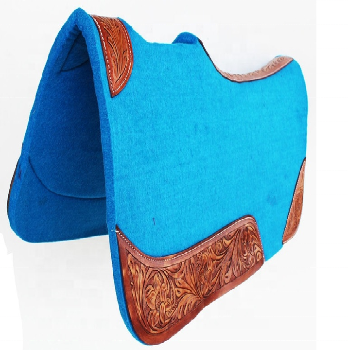 Manaal Enterprises Premium Felt Saddle Pad For Horse in Leather Work Classic Design Felt Saddle Pad Genuine Leather Felt Saddle