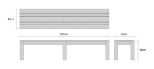 Bancos de Madera Maciza sin Respaldo de 2 m, Diseño Moderno, Banco para Exteriores, Escuela, Gimnasio - Product Image 3