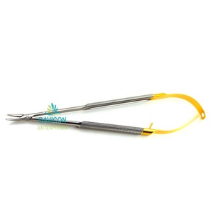 7 Inch (18cm) Gold Spring Handle Needle Holder with Manual Power Source Stainless Steel Material CVD Tips W/o Lock - Product Image 3