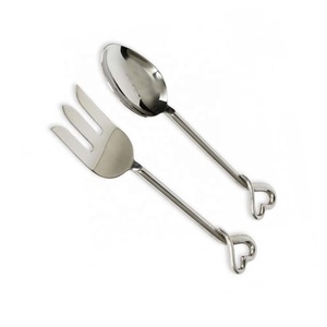 Coeur Design Fin Poignée En Acier Inoxydable Argent Poli Alimentaire Sûr Poli Salade Service Ensemble pour Mariage et Fête Table - Product Image 2
