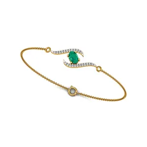 18k Gold Pave Diamond Real Oval Shape Emerald Bracelet Jewelry Manufacturer Gold Diamond Latest Design Bracelet Jewelry Supplier