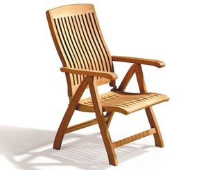 Ensemble de table à manger ronde en teck moderne avec 6 chaises inclinables, meubles d'extérieur pliables - Product Image 6