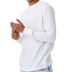 T-shirt à manches longues pour homme de haute qualité OEM, impression sérigraphique personnalisée, tissu en coton pur, vente en gros - Product Image 1