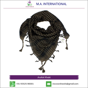 Huge Demand CRAFTSHUB Pure Cotton Khaki Arafat Scarf Unisex Long Length 100x100cms Made in Rajasthan - Product Image 2