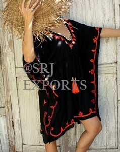 Maillot de bain avec pompon, tenue brodée en dentelle, ample à taille caftan, Cover-Up, Bikini, pour les vacances, offre spéciale, vêtements d'été - Product Image 3