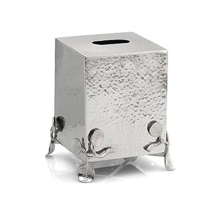 Boîte de papier de soie en métal martelé Boîte de rangement de serviette de forme carrée de qualité supérieure pour fournisseur en gros - Product Image 4