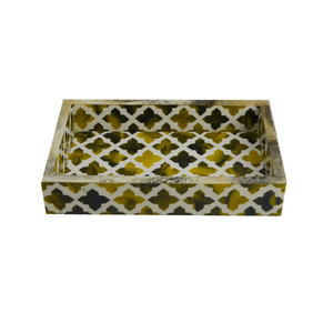 Axiom Home Accents Bone Inlay Rectangular Bandeja para servir Diseño floral Bandeja con incrustaciones de resina para Decoración de cocina - Product Image 4