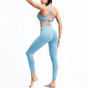 Conjunto de ropa deportiva Sexy para mujer, ropa deportiva para interiores y exteriores, pantalón de Yoga de 2 piezas y sujetador para Yoga de Canleo - Product Image 3
